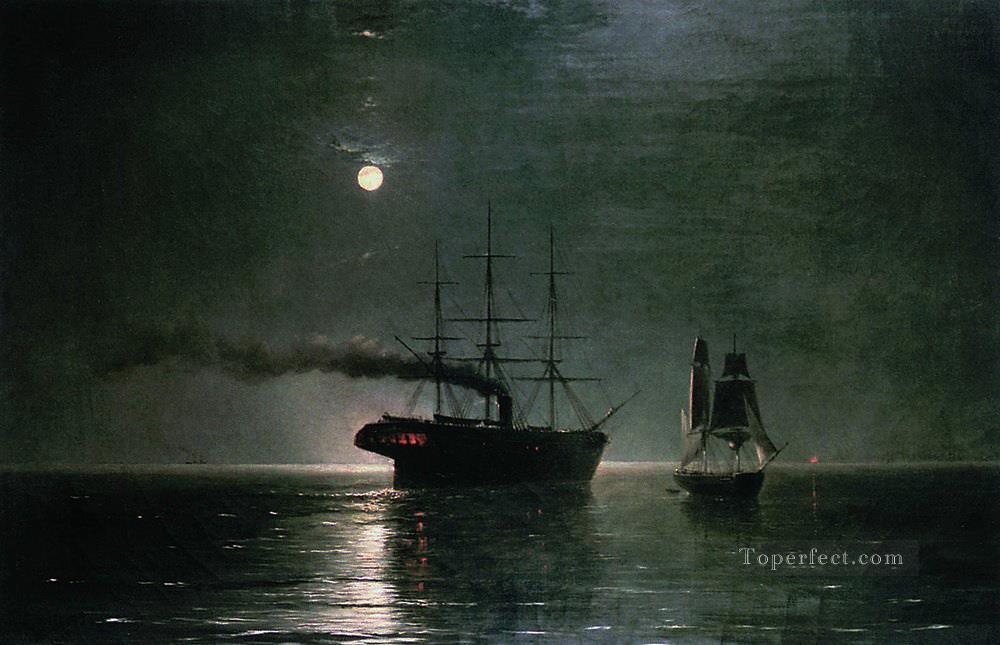 Barcos en la quietud de la noche 1888 Romántico Ivan Aivazovsky Ruso Pintura al óleo